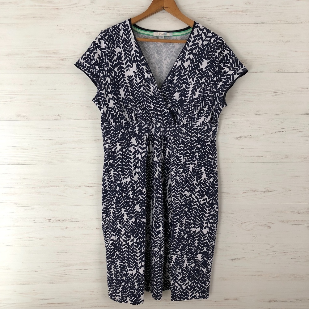 Boden casual jersey dress in blue and white 12